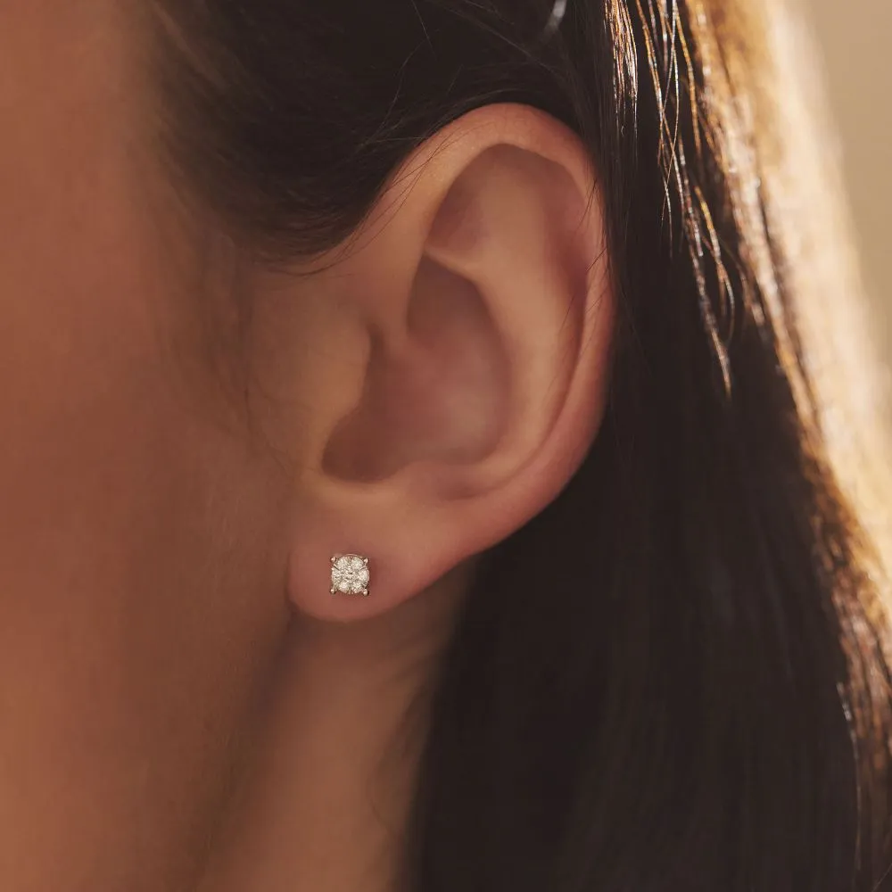 Isabel Bernard De la Paix Hanaé 14 karaat witgouden oorknoppen | diamant 0.16 ct |